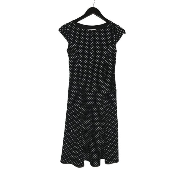 𝅺Joseph Ribkoff Polka Dot Short Sleeve Round Neck Mini Black Flowy Dress - Picture 4 of 7